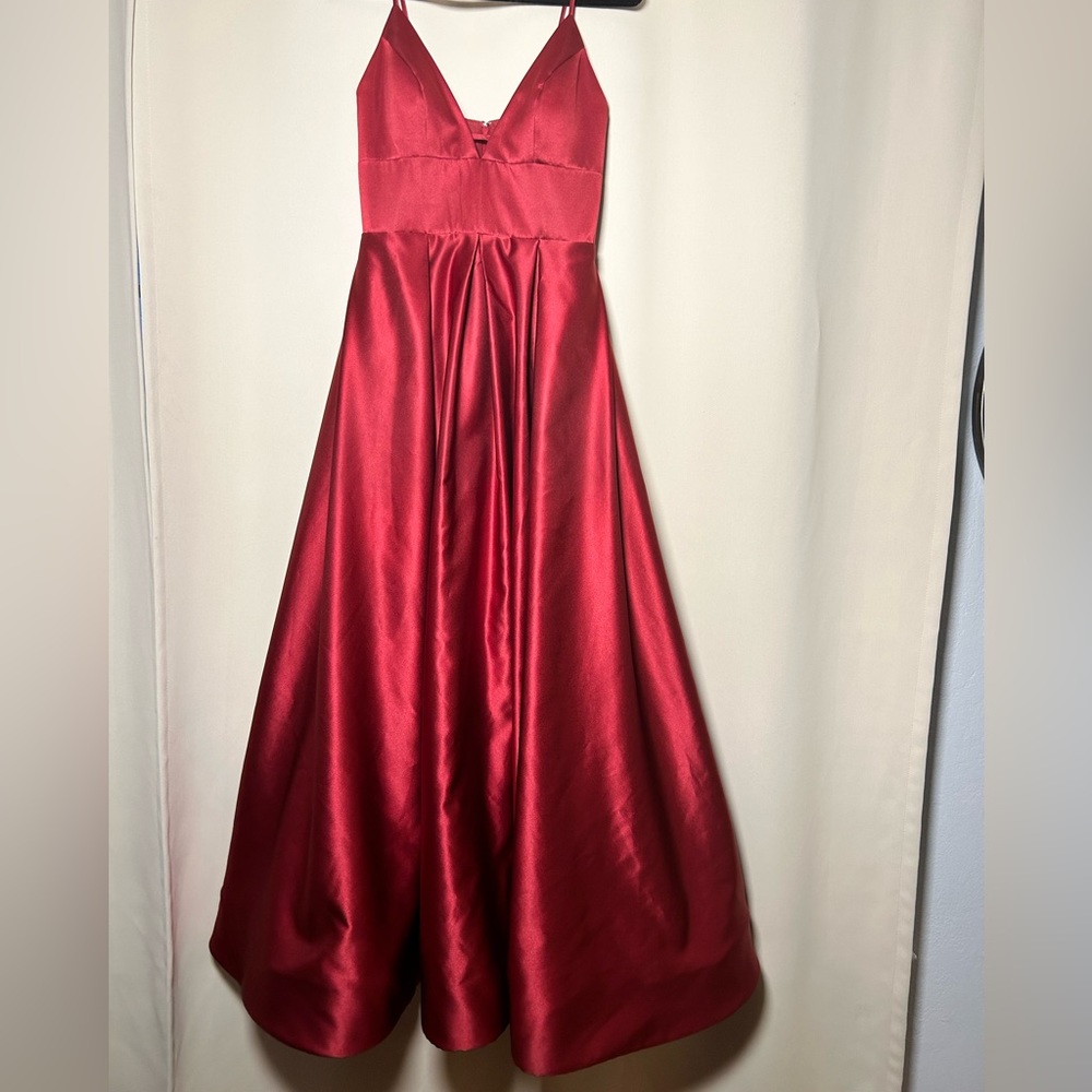 Red V-Neck Ballgown